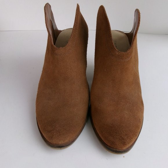 The Heeled Mule in Cognac Suede with Wood Stacked Heel Size 9 - Picture 6 of 14